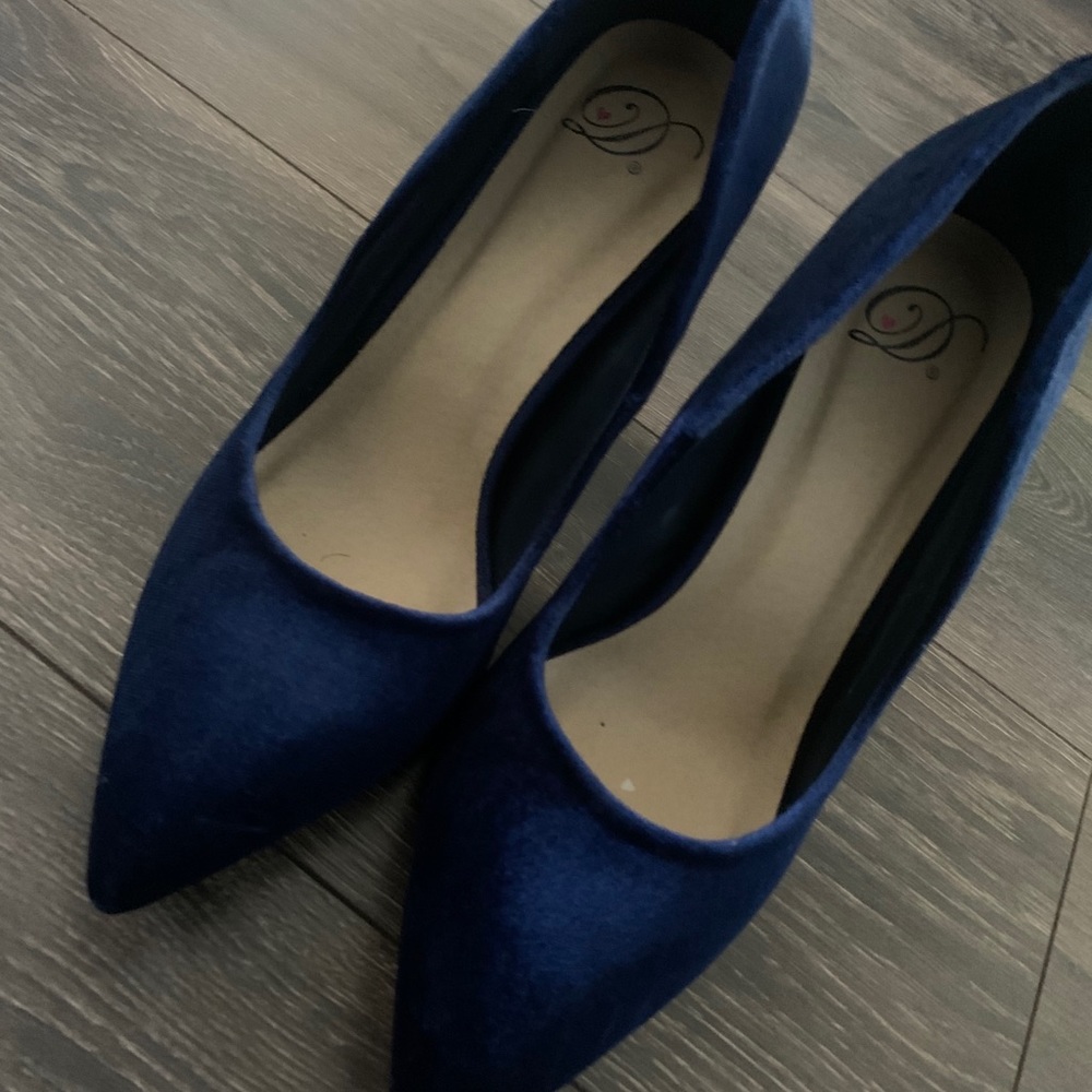 Women's Pointed Toe Velvet Pumps in Navy